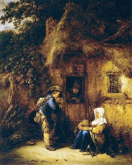 OSTADE, Isaack van Traveller at a Cottage Door Germany oil painting art